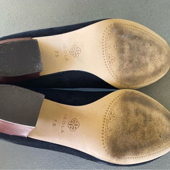 Isola Black Suede Chunky Heel Pumps Size 7.5 - Picture 7 of 11